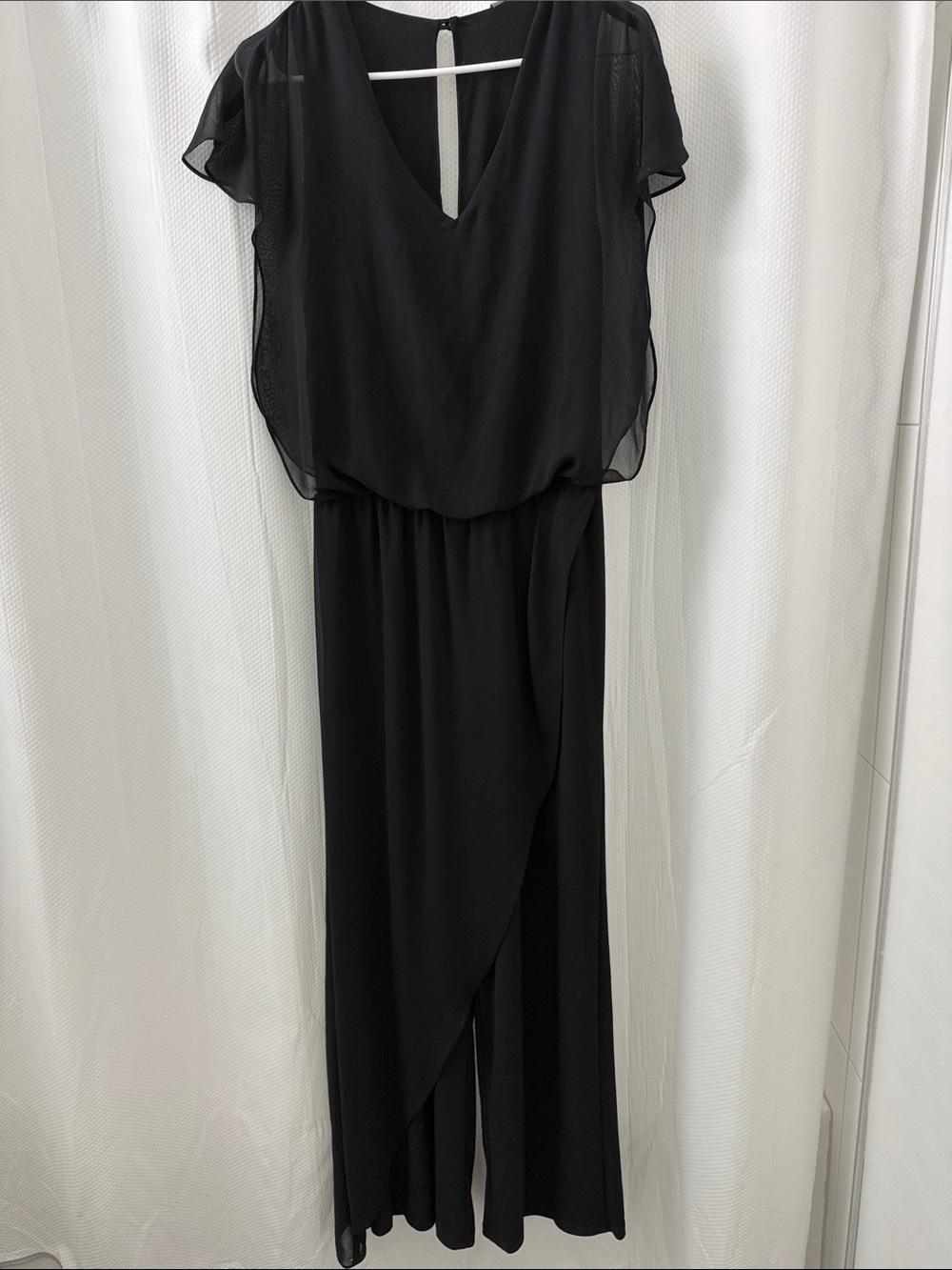 Last Tango Black Chiffon Overlay Jumpsuit